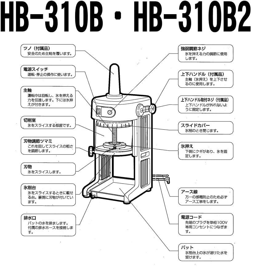 HB310B2 ブラック 黒 BASYS ベイシス CHUBU 中部コーポレーション Hatsuyuki 初雪 氷削機 ブロックアイススライサー  アイススライサー HB-310B2 ふわふわかき氷対応 - メルカリ