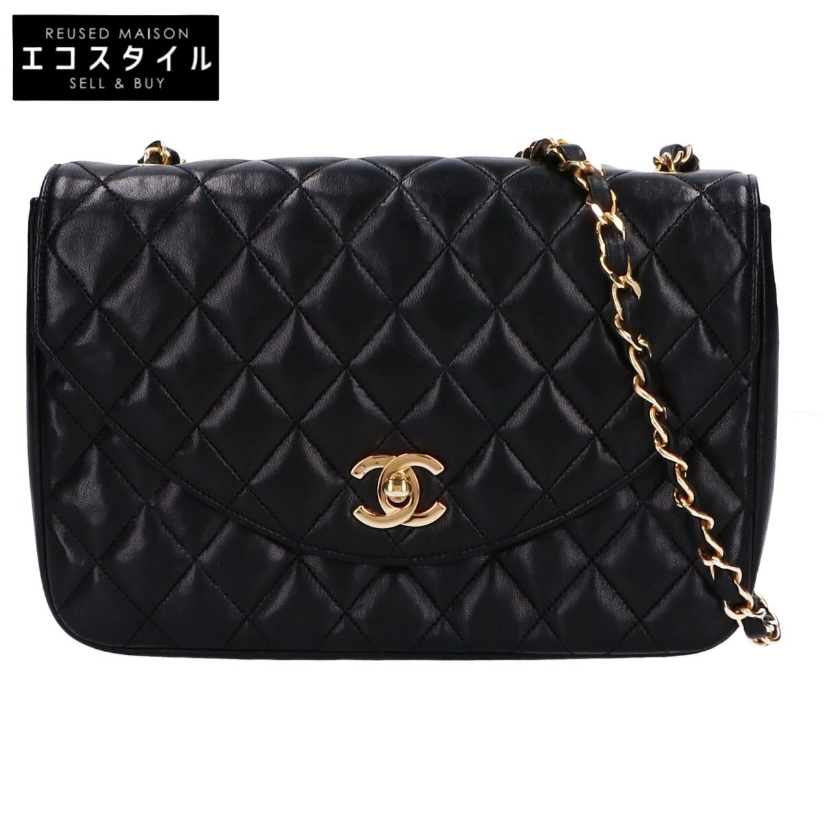 CHANEL A22S ラムスキン ココマーク チェーンデザイン シュシュ