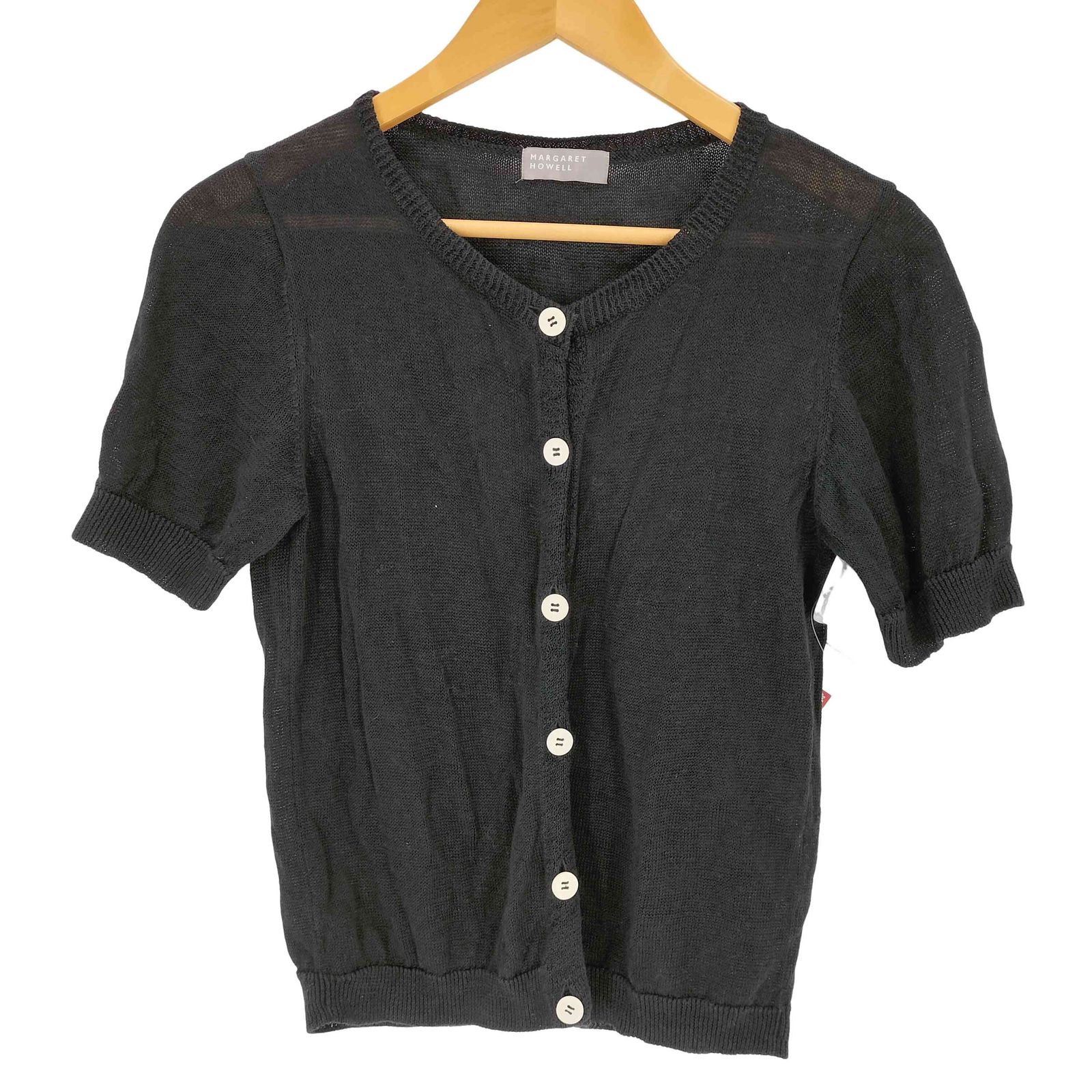 MARGARETHOWELL リネン カーディガン ブラック マーガレットハウエル MARGARET HOWELL リネンS/Sカーディガン