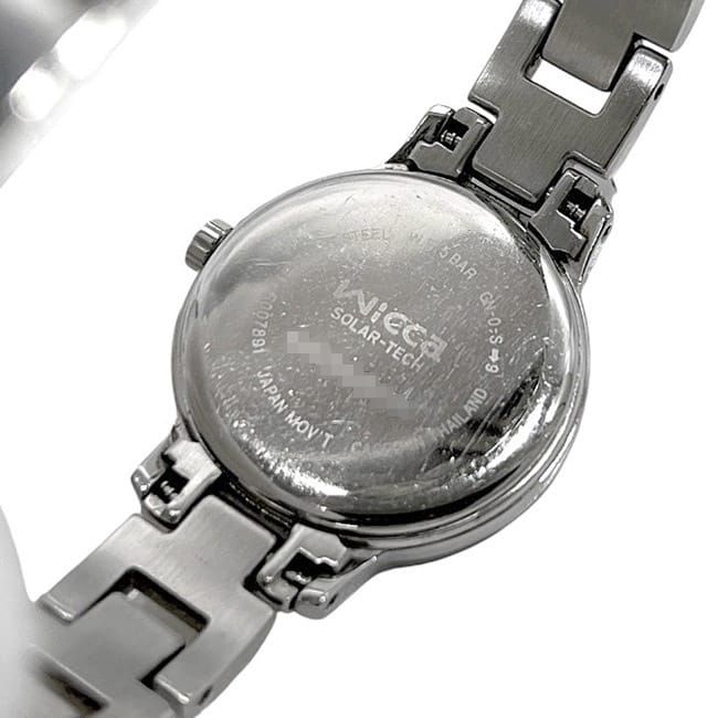 シチズン ウィッカ 腕時計 ホワイト シルバー GN-0-S レディース 時計 SS 中古 ソーラークオーツ 80105**** CITIZN wicca 女性 ソーラー 電池式 日付 アナログ 白文字盤 定番 人気 シンプル ウォッチ CITIZEN - シチズン ウィッカ 腕時計 ホワイト シルバー GN-0-S