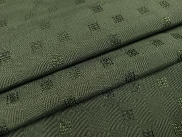 平和屋着物●花織 お召 色無地 藍海松茶色 正絹 AABB0375ph