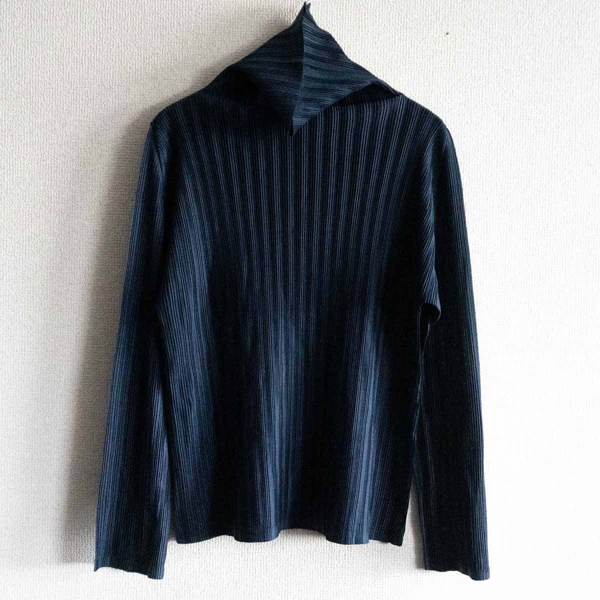 極美品✨PLEATS PLEASE プリーツ　長袖　ハイネック　ブルー　モザイク 極美品✨PLEATS PLEASE プリーツ 長袖 ハイネック ブルー モザイク