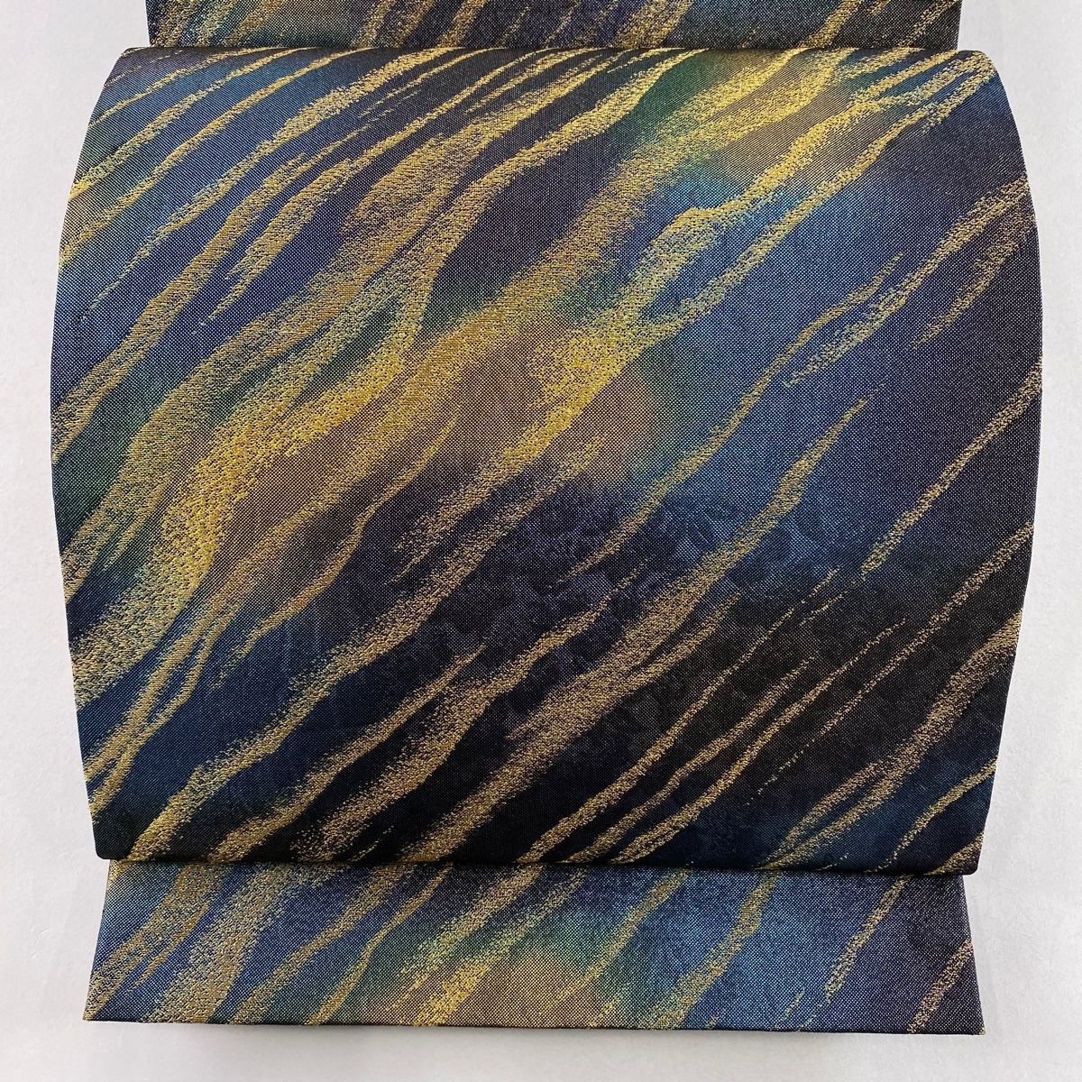 袋帯 美品 名品 縞 幾何学 金糸 金色 全通 正絹 中古 袋帯 名品 やまと 縞 幾何学 金糸 茶色 全通 正絹 中古 袋帯 美品 秀