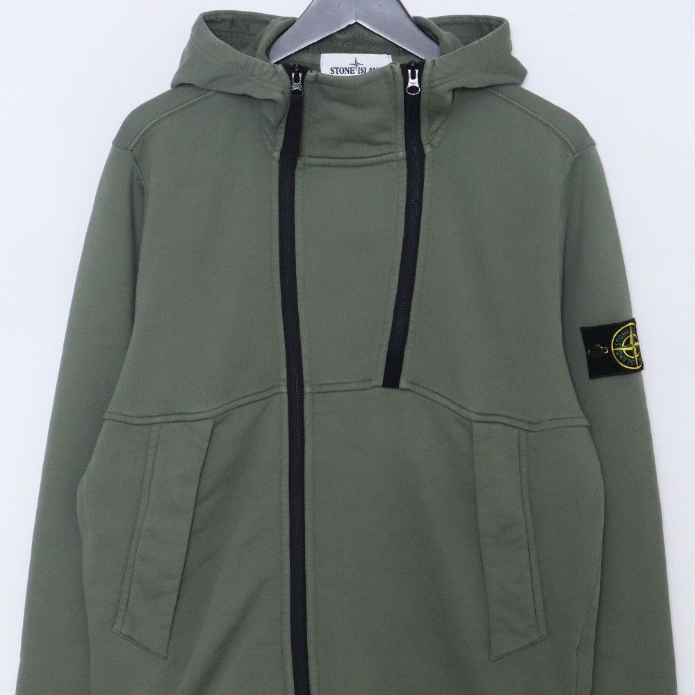 STONE ISLAND ロゴパッチ スウェット ダブルジップアップパーカー S  