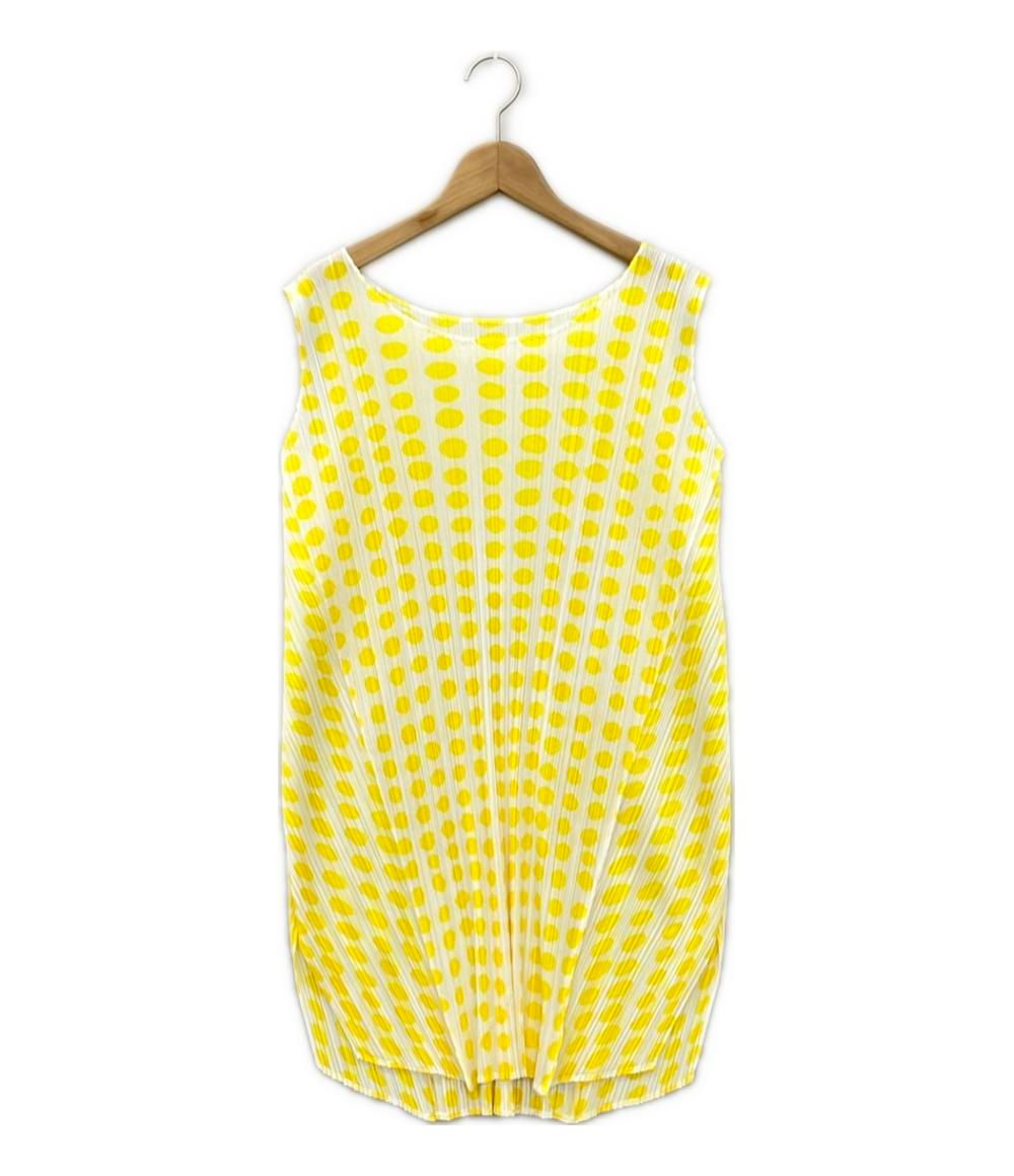 美品 プリーツプリーズ ノースリーブチュニック 水玉 ストア