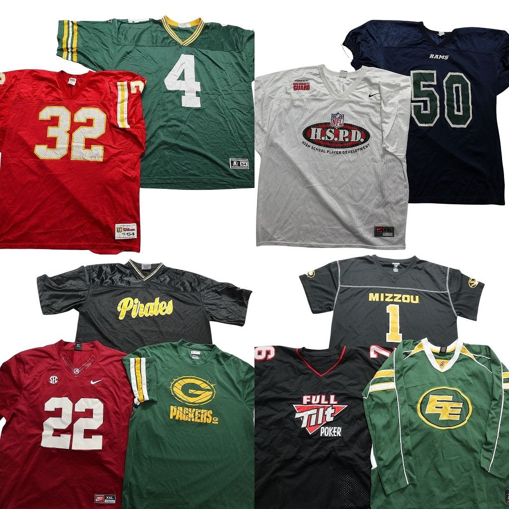 古着卸 アメフト ゲームシャツ ユニフォーム 10枚セット メンズ 2XL ナイキ パッカーズ ラムズ NFL 古着 NA6220
