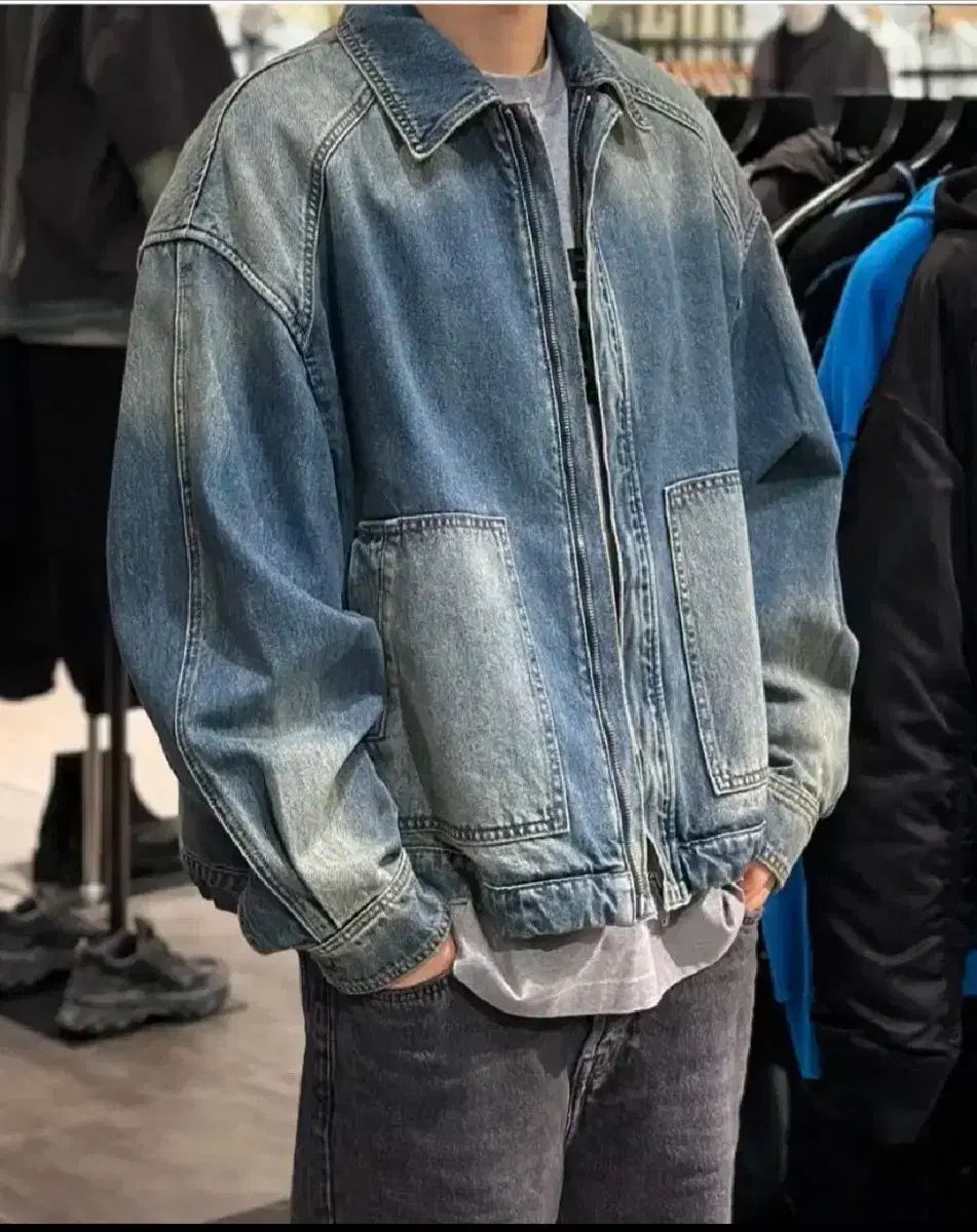 Juun.J ジュンジェイ デニム アウトUP ポケット ジップアップ シャツ 46 サイズ