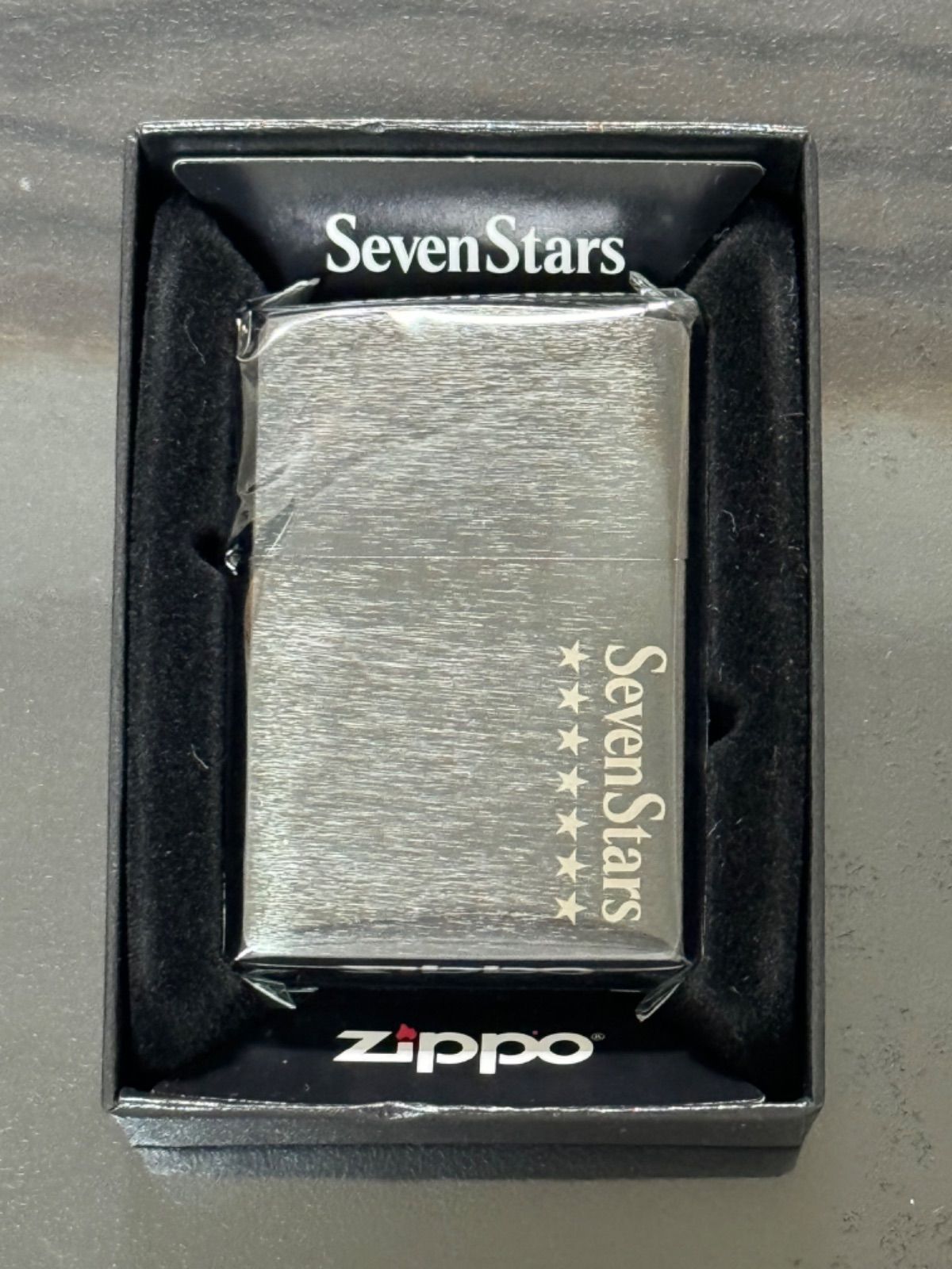 zippo Seven Stars BLACK 限定品 セブンスター ブラック 2016年製 七連星 デットストック シルバーインナー 同年代  2016年製 ケース 保証書 - メルカリ