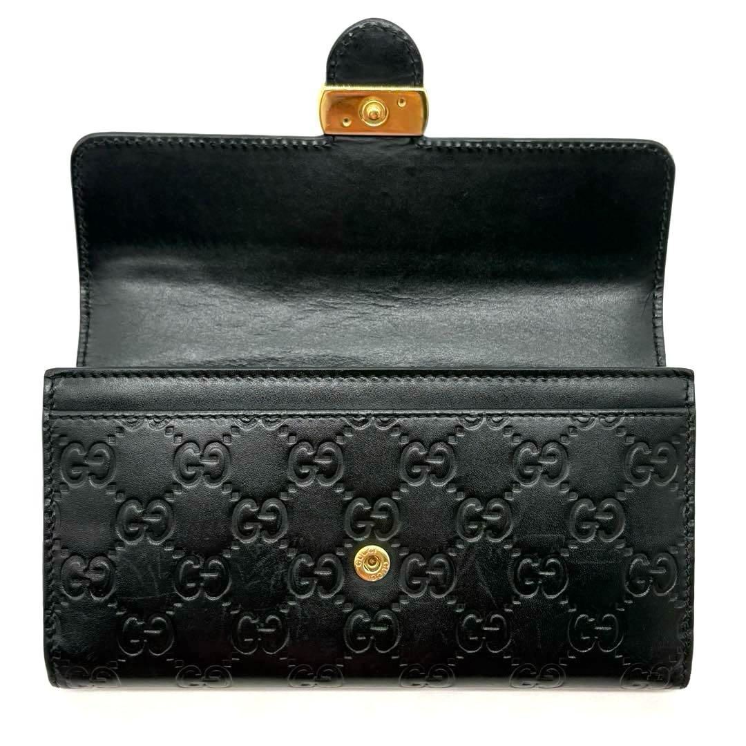 GUCCI グッチ 長財布 インターロッキングG グッチシマ ブラック ゴールド GUCCI グッチ 財布 ラウンドファスナー長財布 レディース メンズ