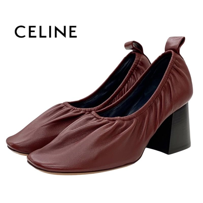 CELINE セリーヌ ヒール ハイヒール レザー フィービー バーガンディ-