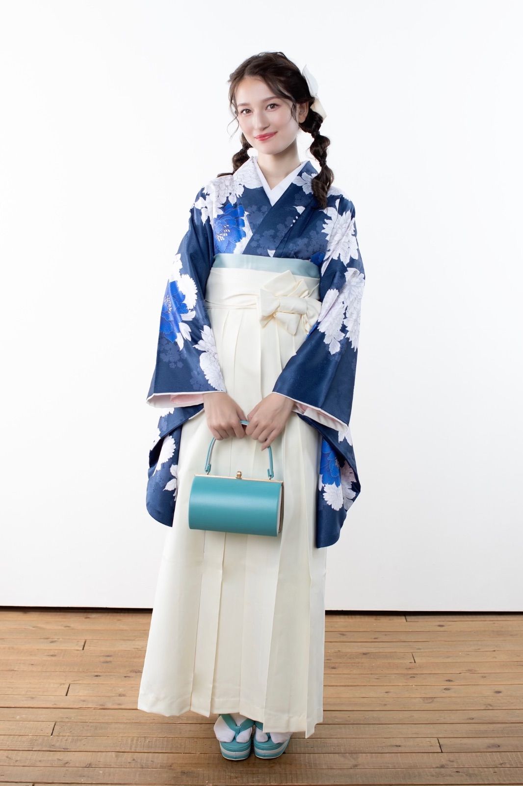卒業式袴3点セット 青