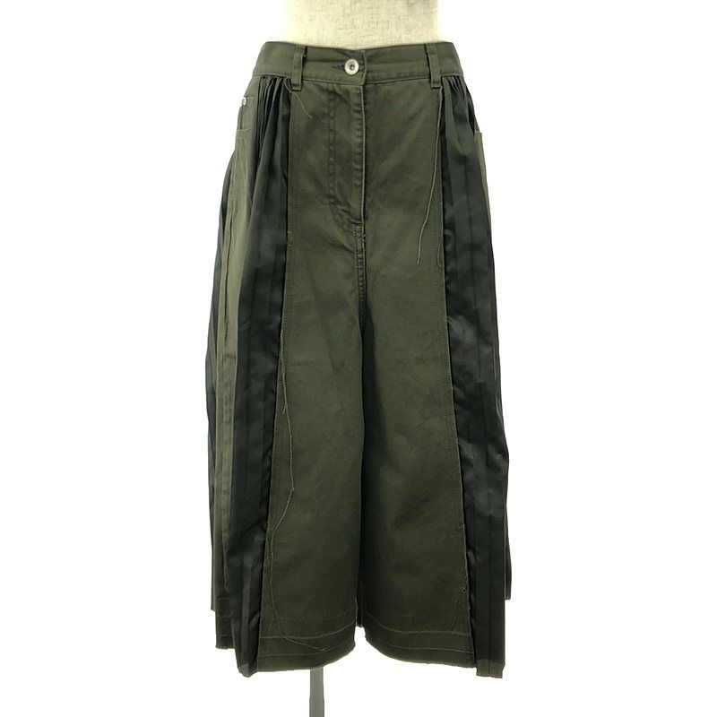 sacai | サカイ | デニム ミックス プリーツ 切替 スカート | 2 | カーキ | レディース