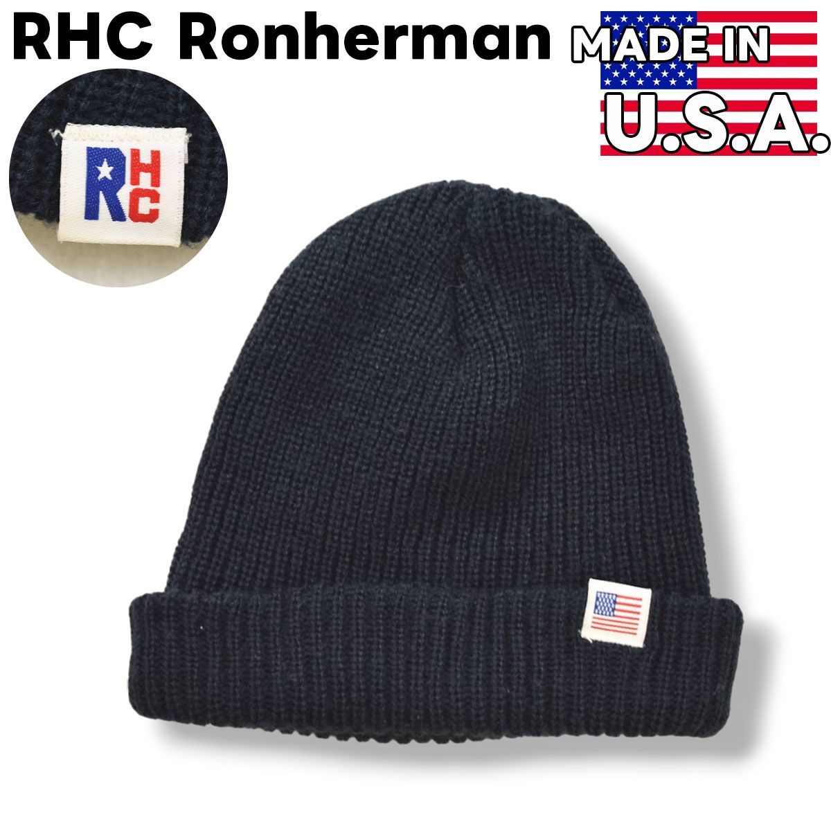 アールエイチシー ロンハーマン RHC Ronherman アクリル ニット キャップ ビーニー ワッチ キャップ ONE SIZE ネイビー アメリカン カジュアル 小物 雑貨 メンズ