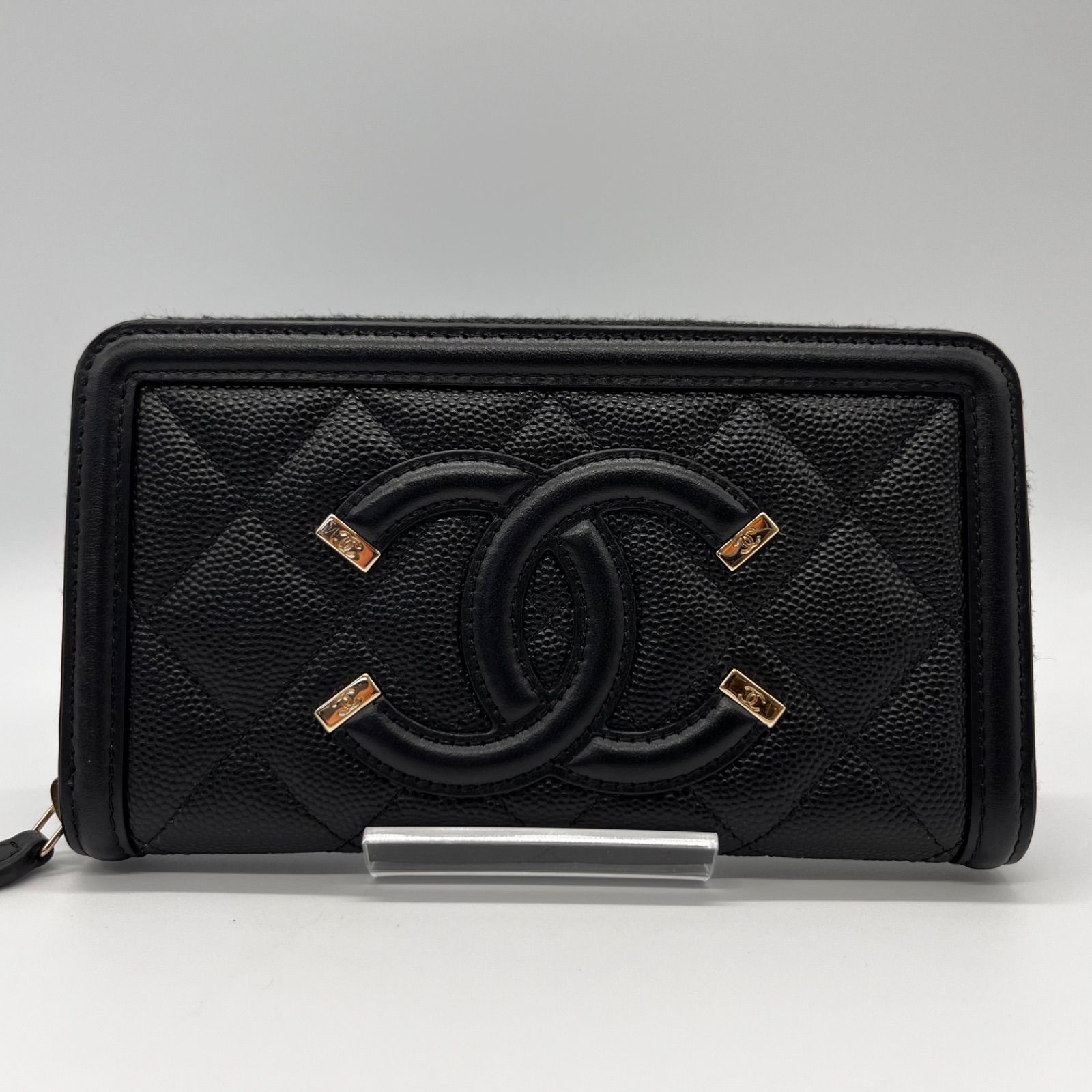 未使用に近い】CHANEL シャネル キャビアスキン CCフィリグリー