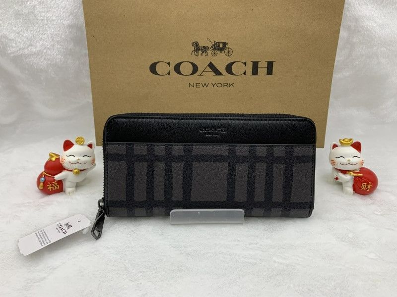 コーチ 長財布 COACH 財布 グラファイト/グレー/ブラック 黒 チェック アコーディオン ウォレット 贈り物 ギフト ラウンドファスナー ファッション レディース メンズ 誕生日 記念日 新品 未使用 F22533 C198Z-25