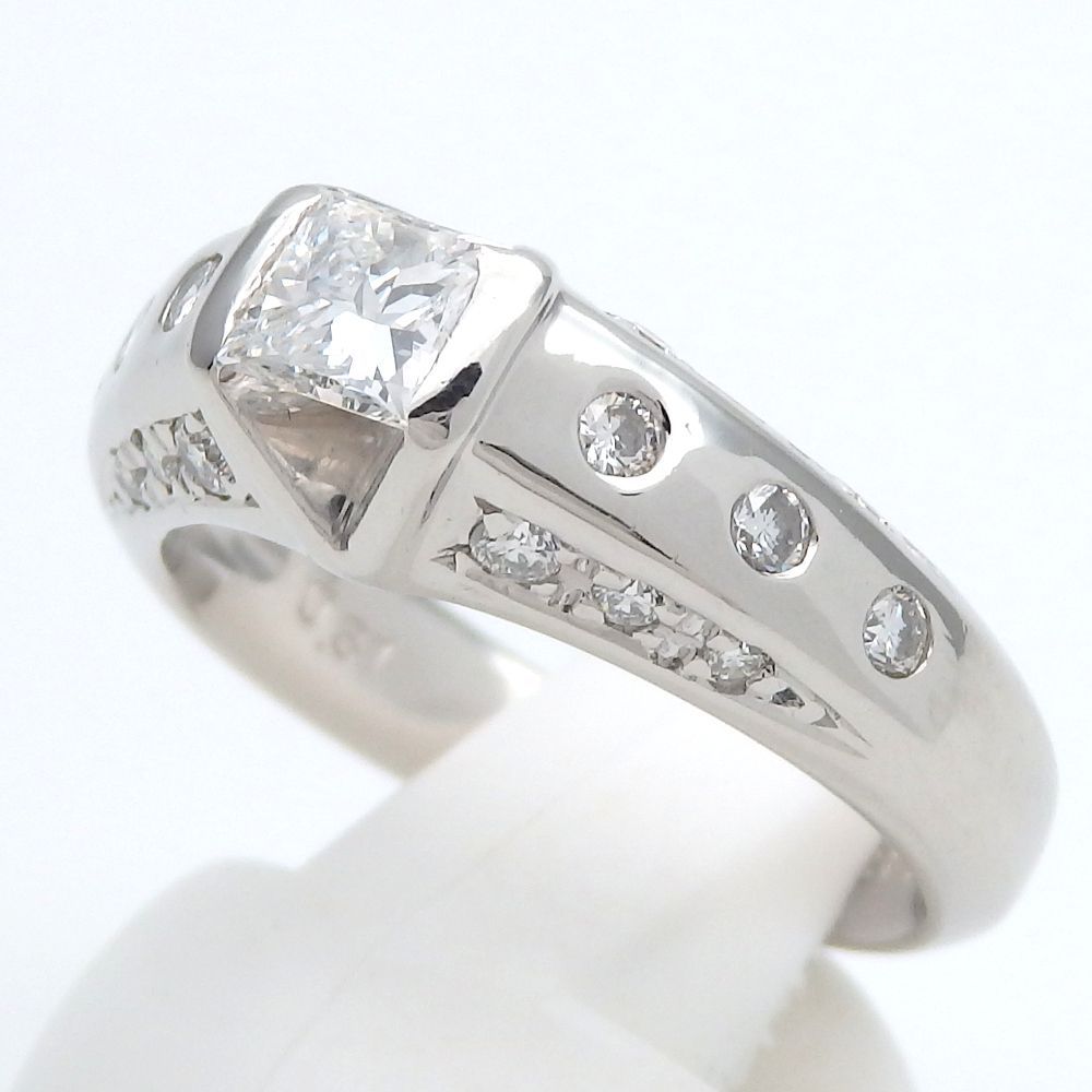 Pt900 プラチナ ダイヤモンド 0.454ct 0.31ct 指輪 鑑定書付 豪華 中古