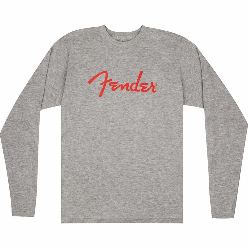 【人気SALE，大人気】 FENDER Spaghetti Logo L/S T-Shirt, Heather Gray Sサイズ ロングスリーブTシャツ〈フェンダー〉 Tシャツ