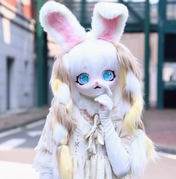 着ぐるみヘッド ウサギ耳 ブラウン 兎面 全頭ヘッド ケモノ マスク 