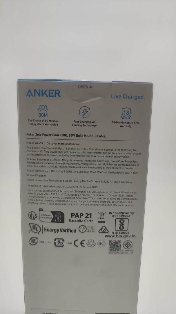Anker Zolo Power Bank 20000mAh 30W Built-In USB-Cケーブル モバイルバッテリー 20000mAh 最大30W出力 USB-C ケーブル一体型 PD|PowerIQ搭載|PSE技術基準適合 ブルー CHRISTIANNAURATH_COM_BR