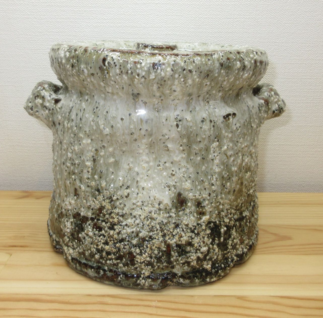 逢絢亭 茶道具 水指 瀬戸焼 萩釉 曜変水指 耳付 味下隆司 共箱入り