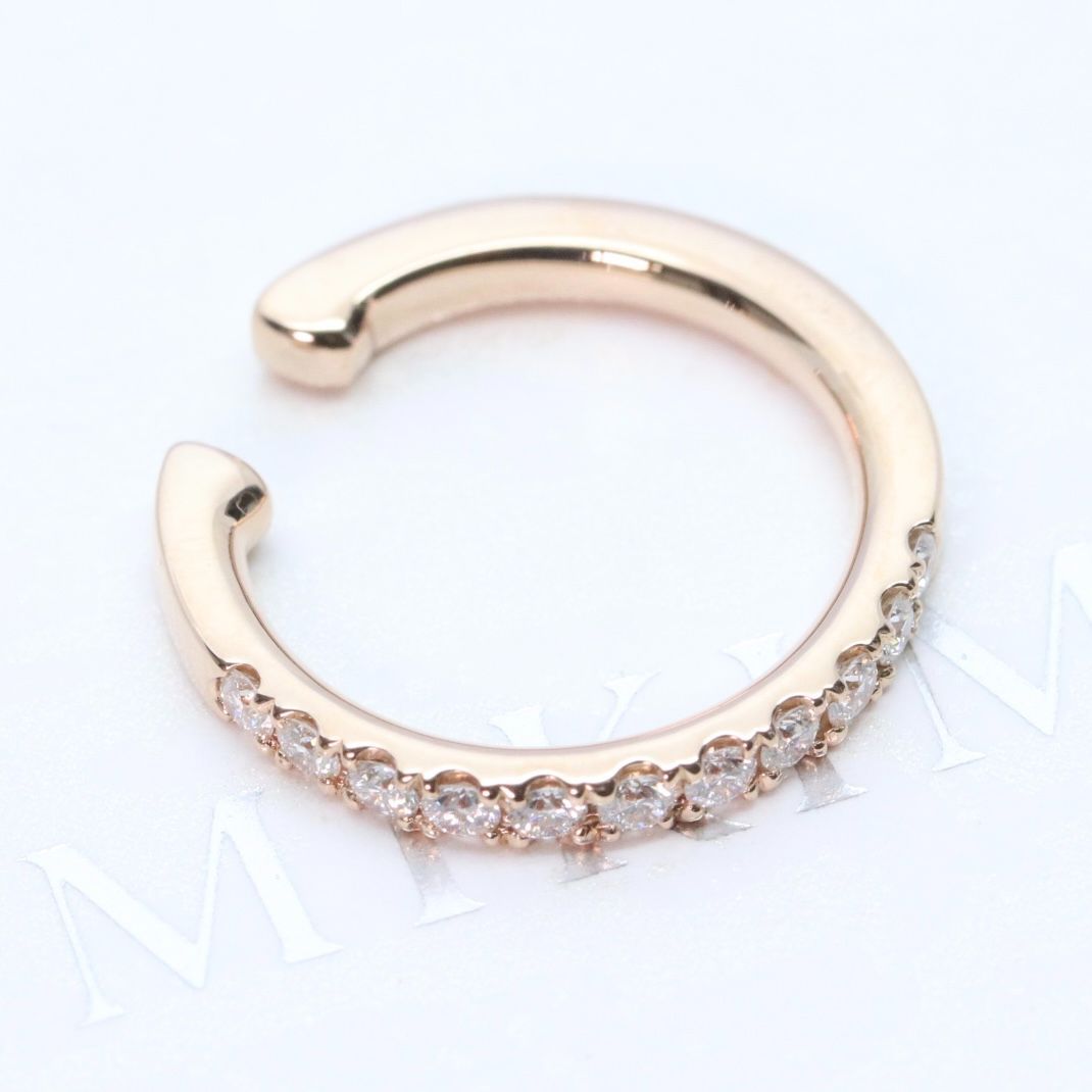 現行品 美品 ミキモト 美品 K18 ダイヤモンド 0.130ct シングル イヤーカフ /24-1549S