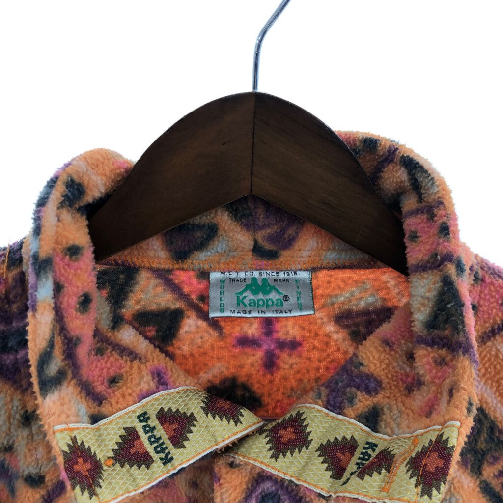 80年代 イタリア製 Kappa カッパ 総柄 ハーフボタン フリース プル  