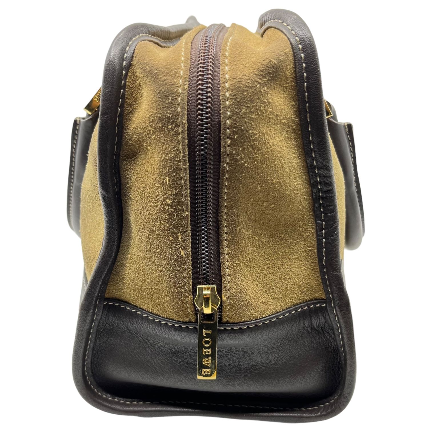 LOEWE(ロエベ) Amazona 28 Anagram Logo Suede Mini Boston Handbag 