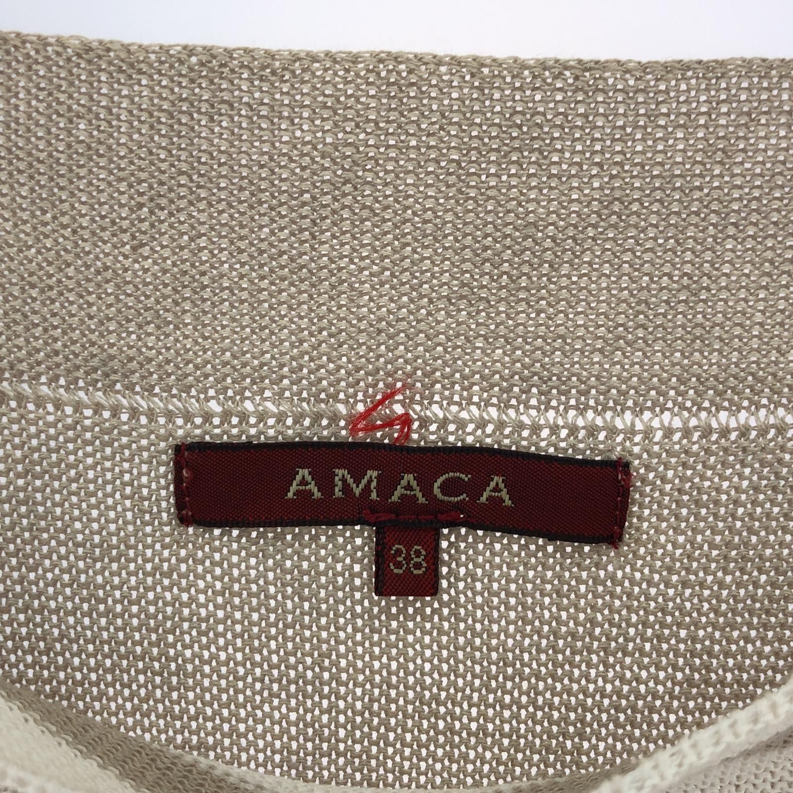 AMACA アマカ ボーダーカットソー size38/ベージュ×白 レディース