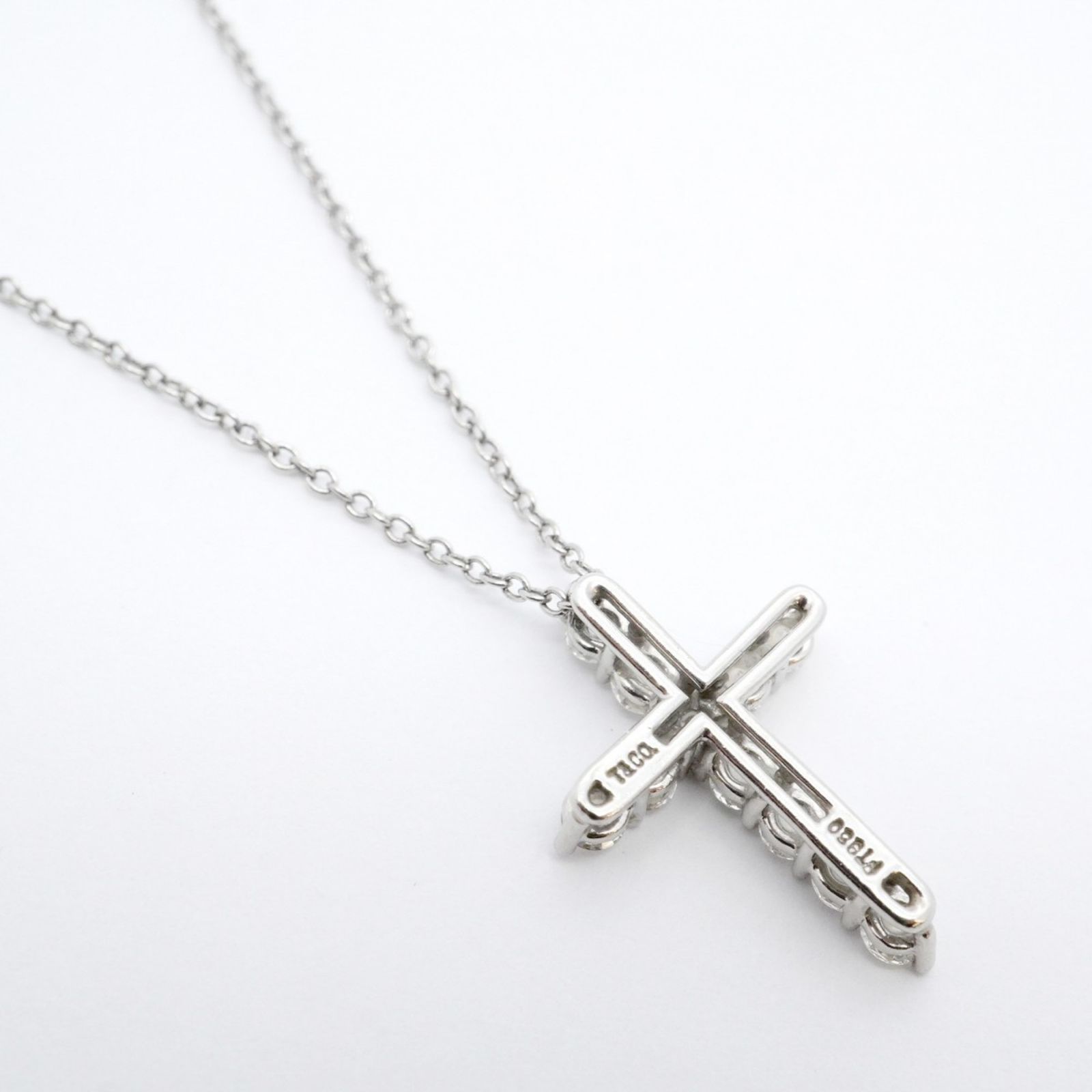ティファニー Pt ダイヤ　クロス　ネックレス TIFFANY&Co. ティファニー クロスステッチ ネックレス プラチナ
