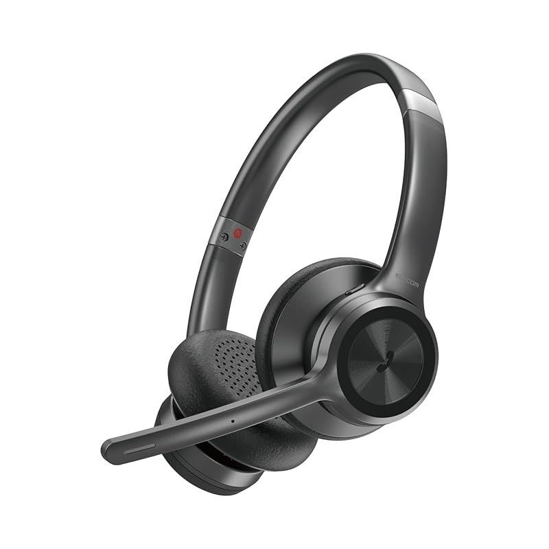 エレコム ワイヤレスヘッドセット Bluetooth|有線 ノイズリダクション機能付き ミュートボタン付き ブラック LBT-HSOH20BK 0