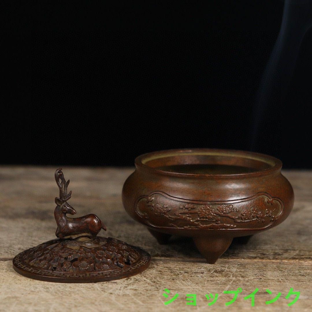 銅器 鹿 三足炉 香炉 茶道の 置物 銅器 鹿 三足炉 香炉 茶道の 置物 - メルカリ
