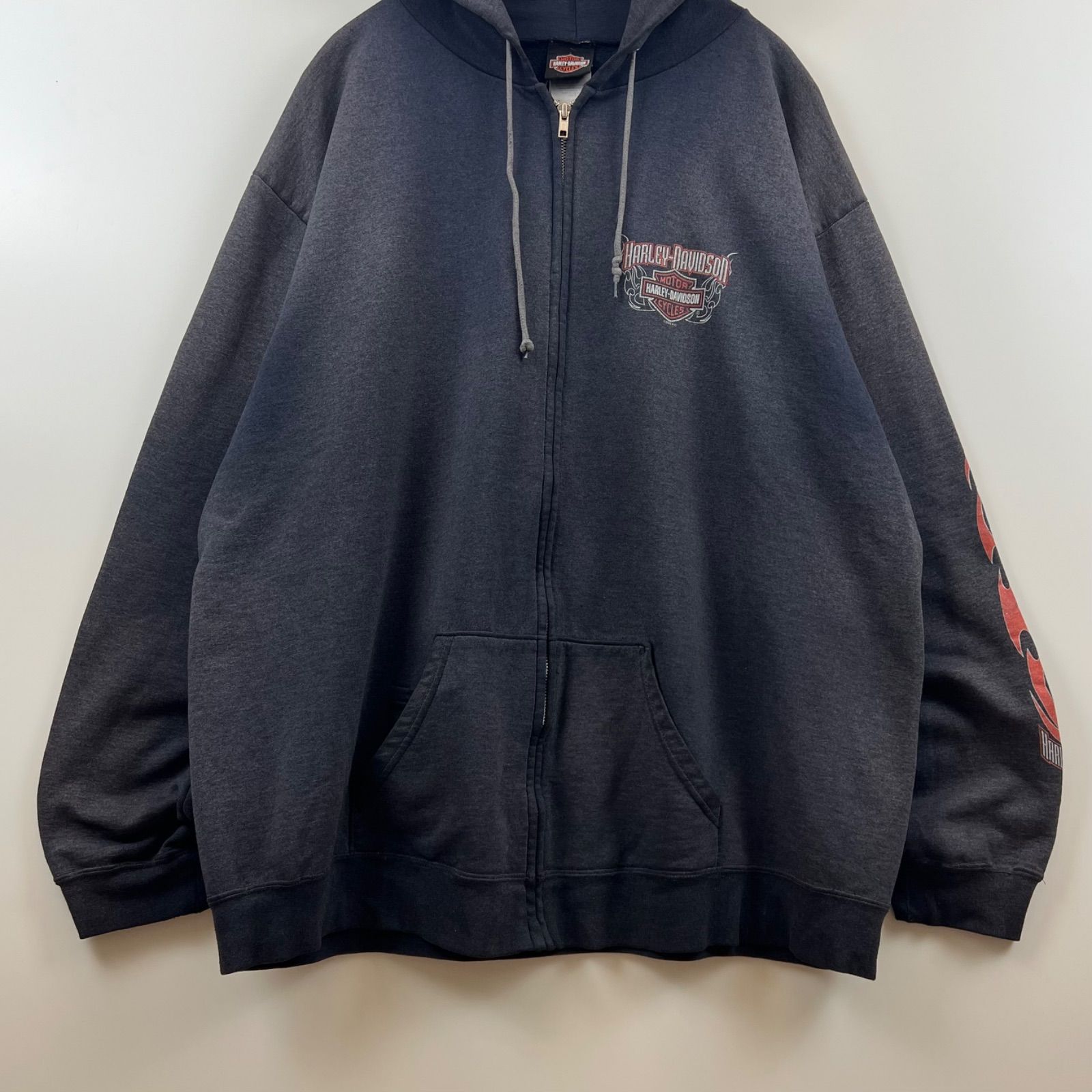 HARLEY DAVIDSON 00s 2008 fade flame pattern zip hoodie