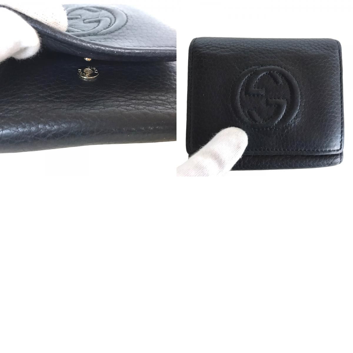 【極美品】GUCCI GGソーホー　コンパクトウォレット　黒 極美品】GUCCI GGソーホー コンパクトウォレット 黒 超極美品