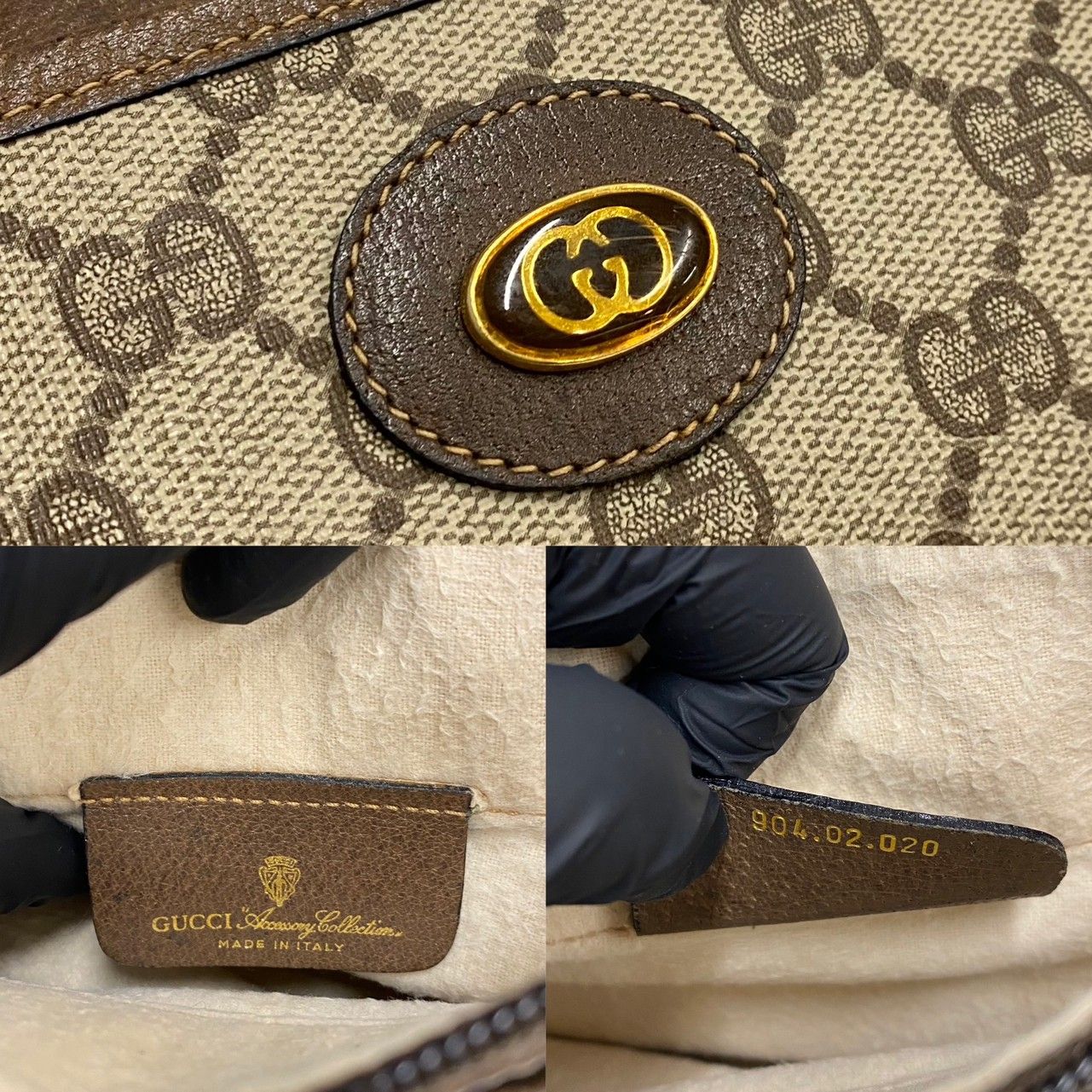 極 美品 GUCCI グッチ オールドグッチ ヴィンテージ GG 金具 総柄