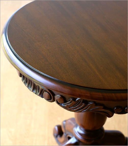 マホガニー無垢材 コーヒーテーブル アンティーク調木彫装飾 美しい木目のテーブル コーヒーテーブル マホガニー 無垢材 クラシック アンティーク風