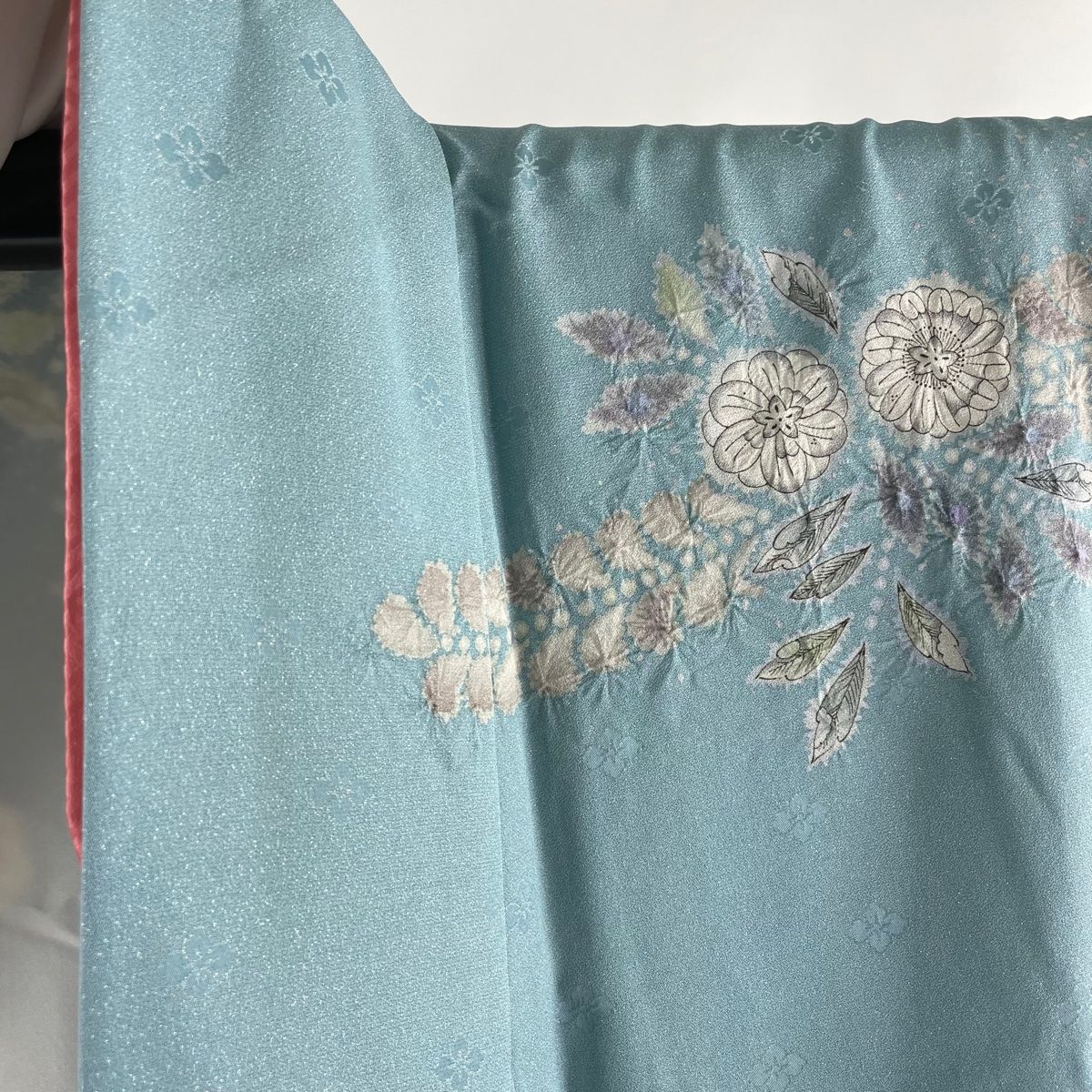 A58美品　未使用　絽縮緬訪問着　辻ヶ花作者物　正絹　薄水色　逸品　フォーマル 訪問着 身丈158cm 裄丈63cm S 袷 辻が花柄 流水 金銀彩 絞り 青