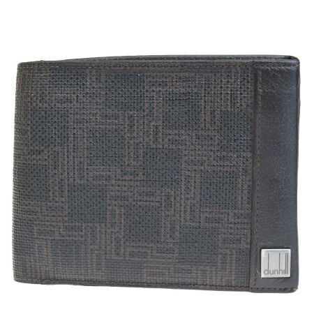 【中古】 ダンヒル dunhill ディーエイト D8 二つ折り 財布 ブラウン ブラック PVC レザー メンズ 08HD681