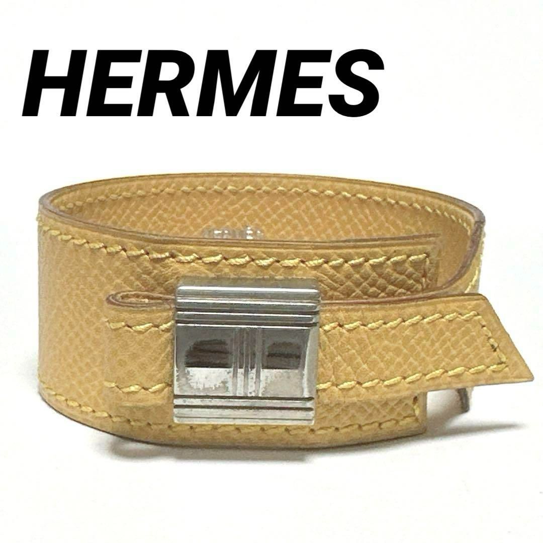 エルメス バングル アルテミス HERMES エルメス ブレスレット バングル アルテミス イエロー レザー