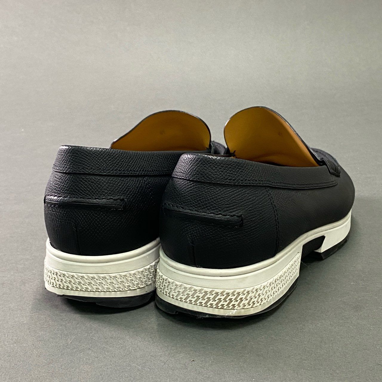 7b7 HERMES エルメス フラットシューズ スリッポン レザースニーカー Leather Hロゴ 保存袋付属 41 ネイビー 7b7 HERMES エルメス フラットシューズ スリッポン レザースニーカー