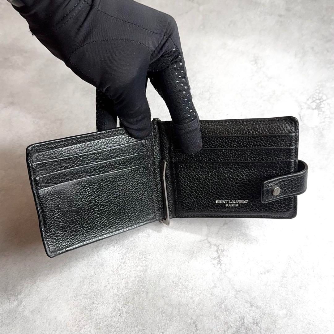SAINT LAURENT ブラック マネークリップ SAINT LAURENT 二つ折りマネークリップ黒 小物 - 小物