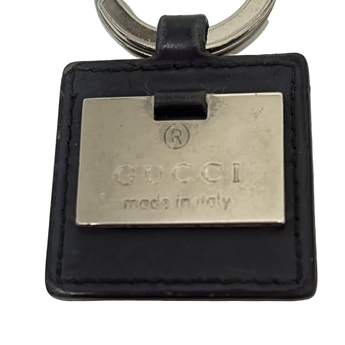 GUCCI キーホルダー チャーム GUCCI(グッチ) キーホルダー(チャーム) - 黒×シルバー レザー