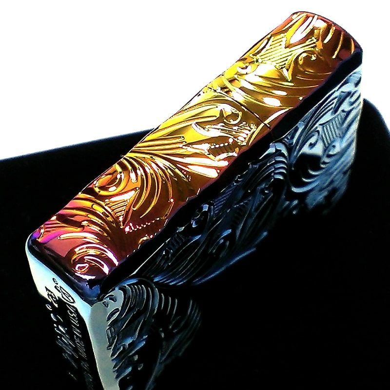 ZIPPO アーマー ジッポ ライター 5面立体彫刻 唐草 リーフ スカイ