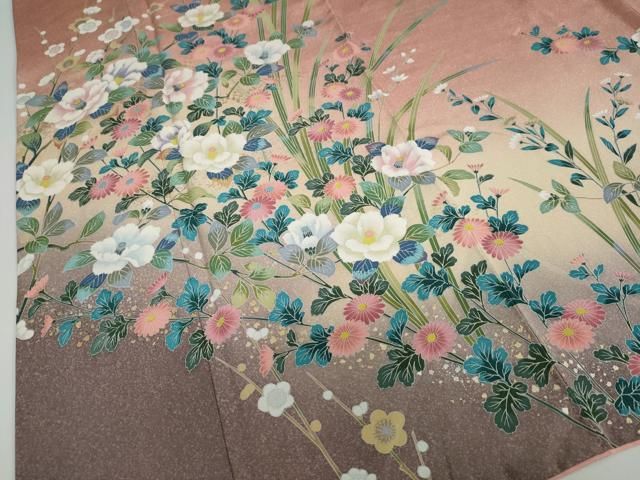 平和屋着物○訪問着 草花文 暈し染め 金彩 正絹 逸品 DAAW5853ud