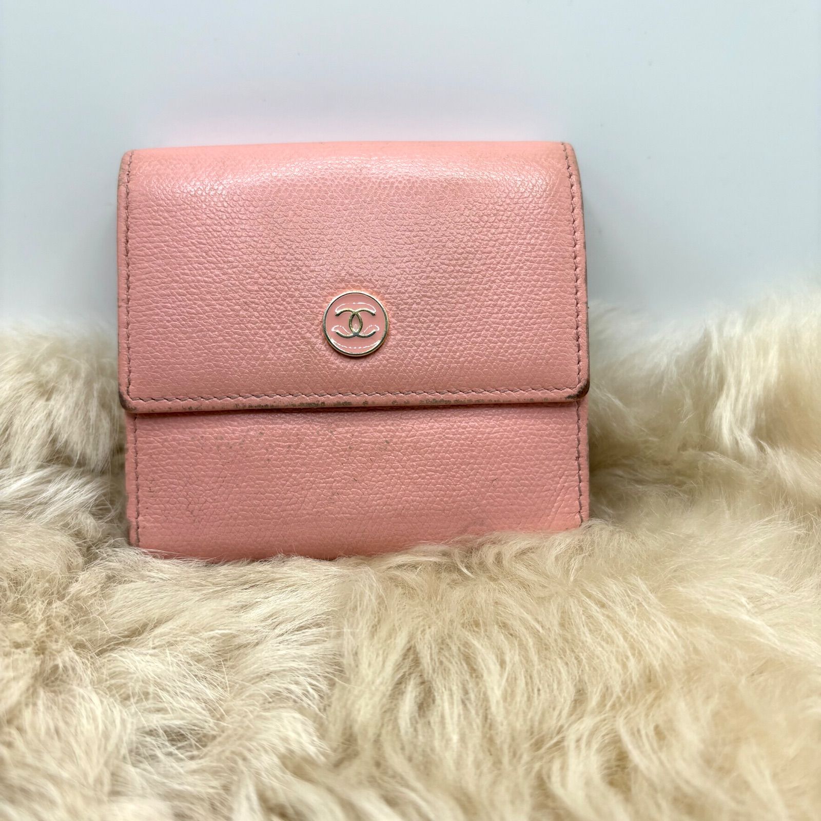 CHANEL シャネル Wホック 財布 三つ折り ミニ財布 レディース