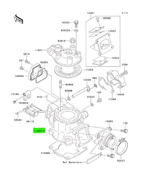 カワサキ KX100 シリンダー エンジン ベント チューブ Cylinder Jug