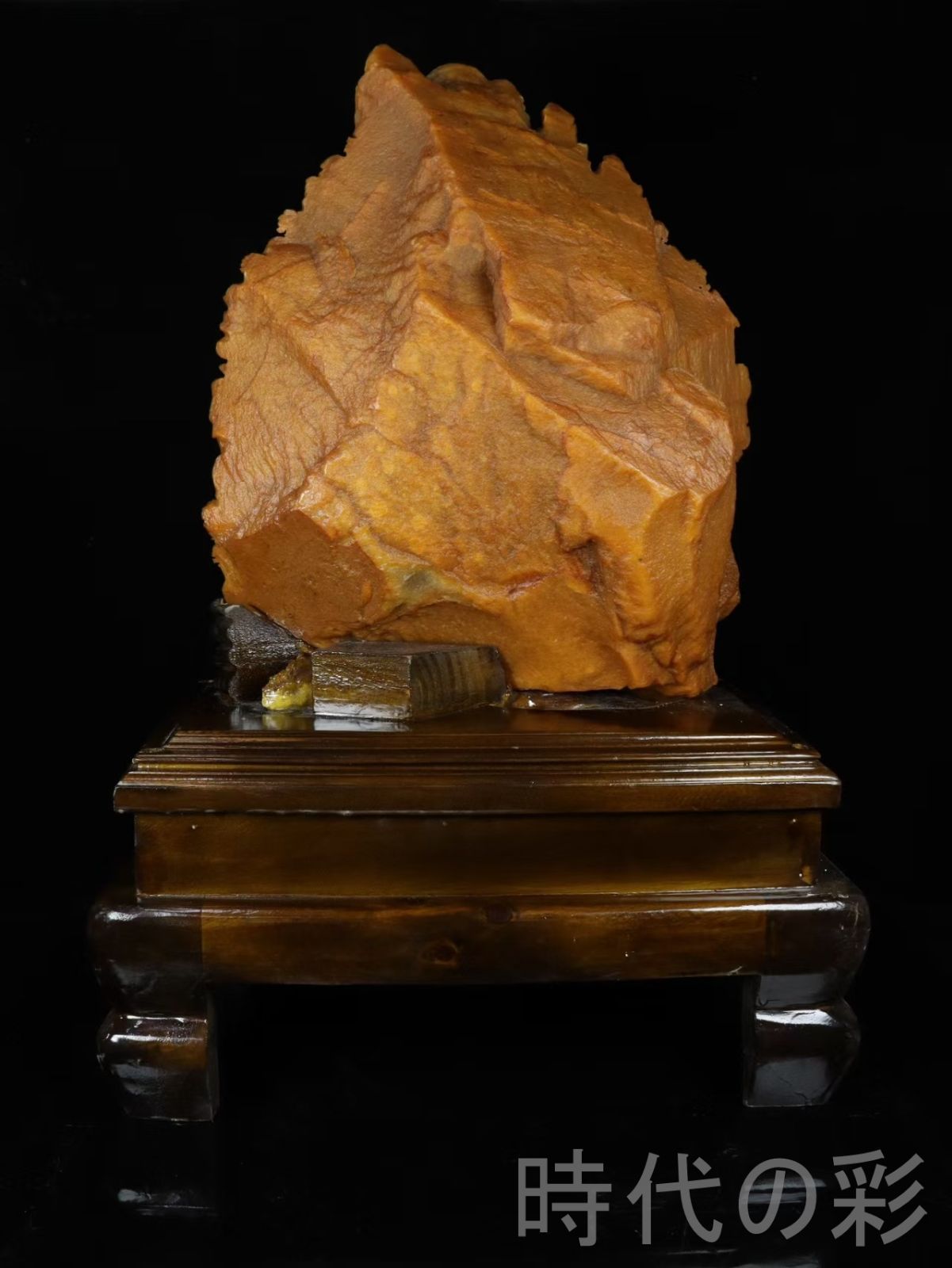 旧家蔵出『清 寿山石 田黄石彫り 人物物語図瓶 乾隆年製款 共箱』古