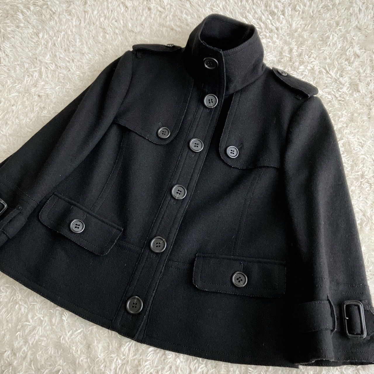 バーバリーロンドン ショートコート ノバチェック アンゴラ混 黒 40 BURBERRY LONDON バーバリーロンドン ショートコート ノバ