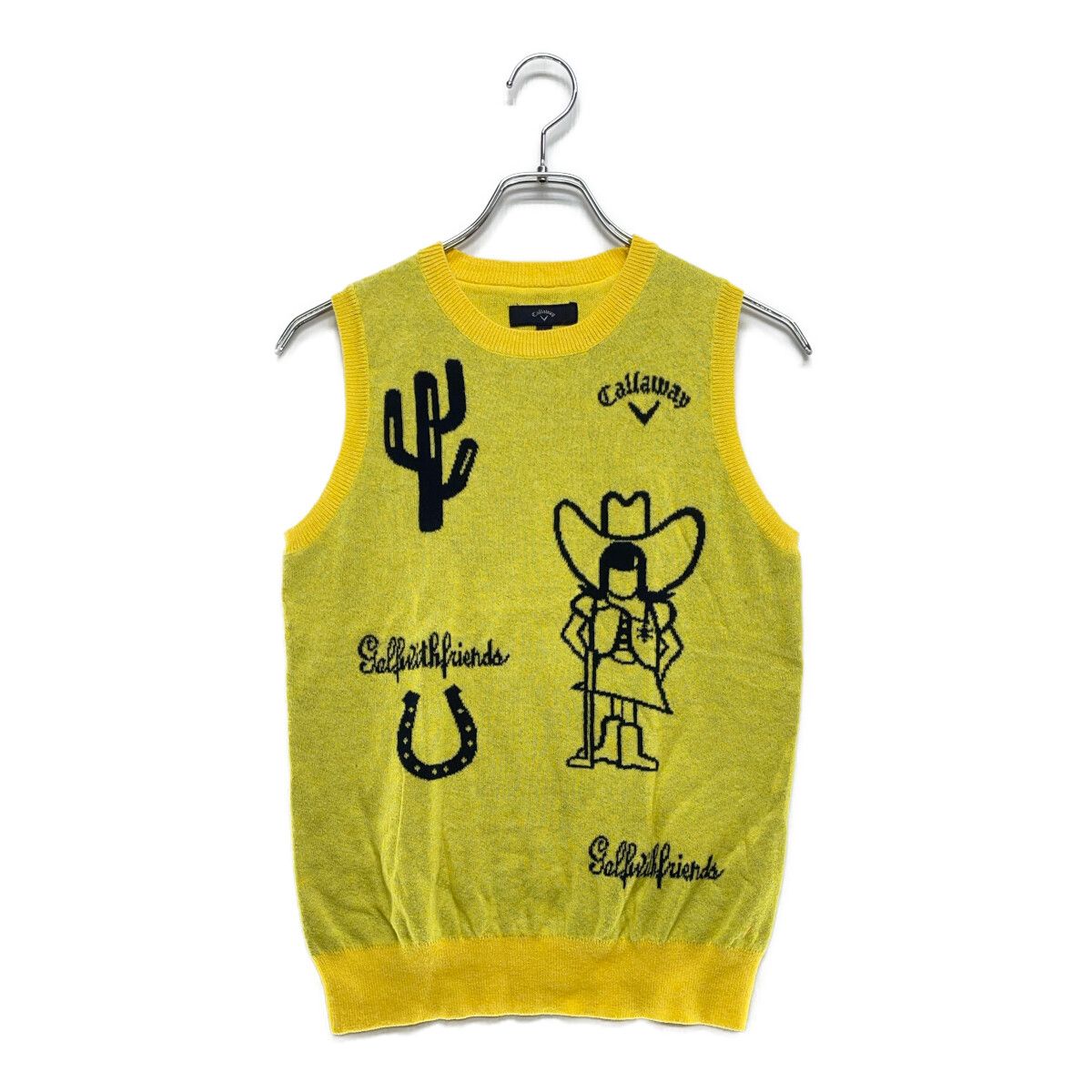 中古 レディース キャロウェイ Callaway ベスト L 黄 イエロー クルー