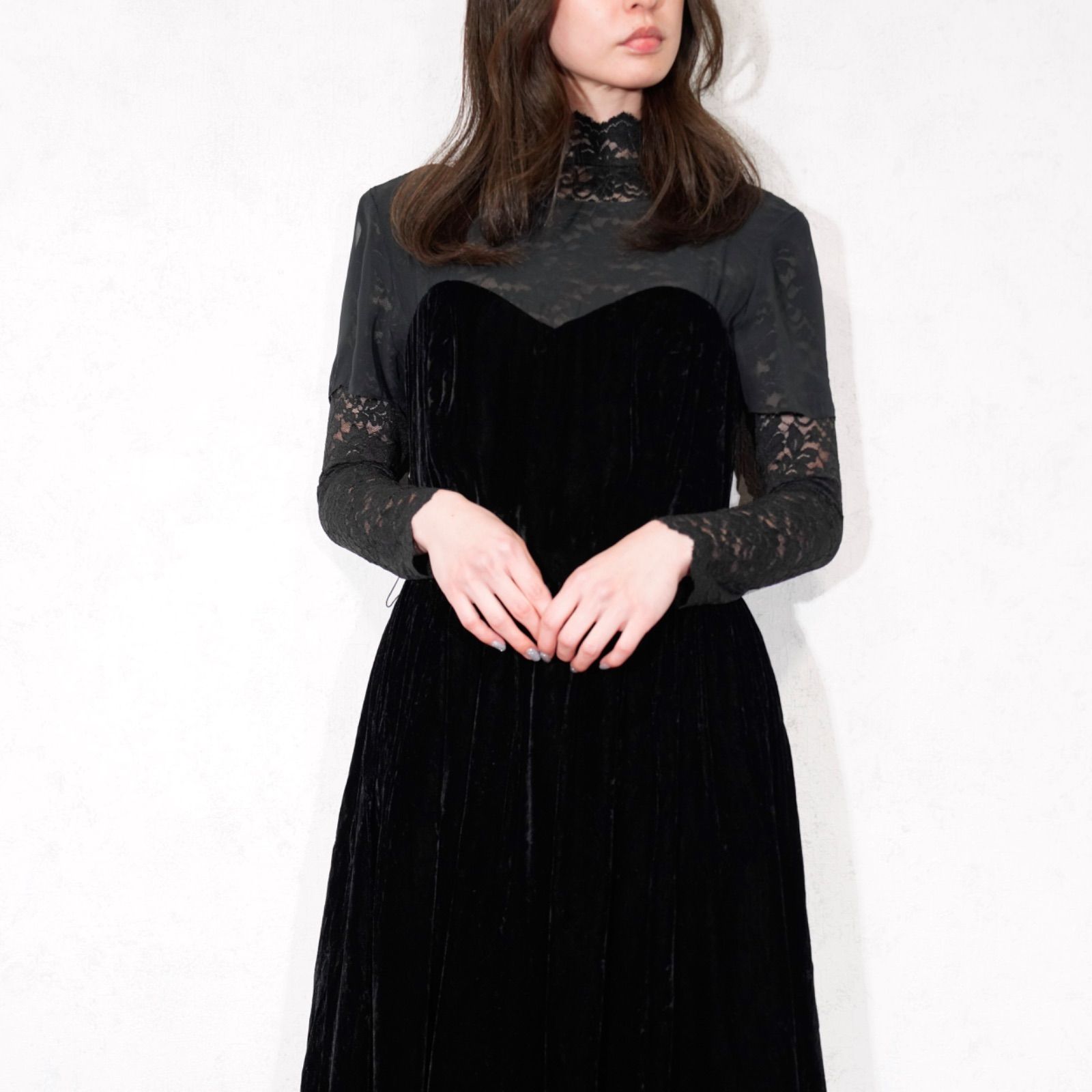 PIECE アメリカ古着ベロアシアーデザインドレスワンピース