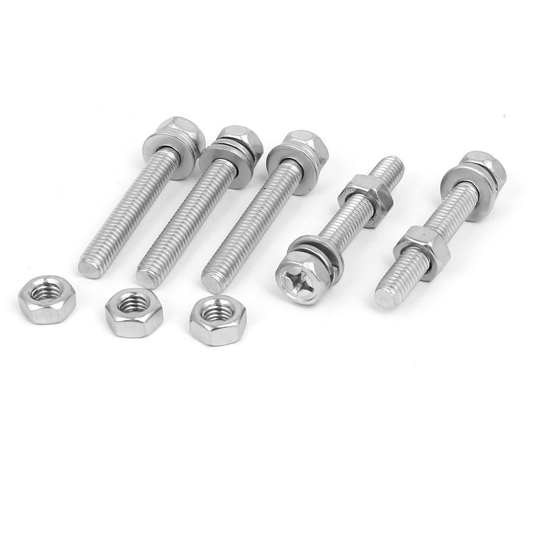 【在庫処分】304ステンレススチール M6 ワッシャー x 六角ボルトナット 六角ヘッドねじ 40mm プラス 5セット uxcell - メルカリ